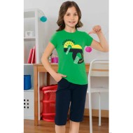 بيجاما كابري بناتي تركية لون اخضر HMD-6080