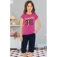 بيجاما كابري بناتي تركية لون بنفسجي فاتح HMD-6081