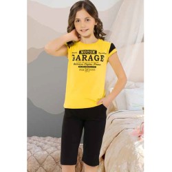 بيجاما كابري بناتي تركية لون اصفر HMD-6082 بيجاما كابري بناتي تركية لون اصفر HMD-6082