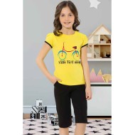 بيجاما كابري بناتي تركية لون اصفر HMD-6085