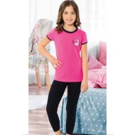 بيجاما بناتي تركية نصف كم لون زهري HMD-6092