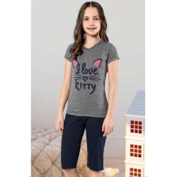 بيجاما كابري بناتي تركية لون رمادي غامق HMD-6107 بيجاما كابري بناتي تركية لون رمادي غامق HMD-6107