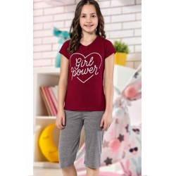 بيجاما كابري بناتي تركية لون عنابي HMD-6109 بيجاما كابري بناتي تركية لون عنابي HMD-6109