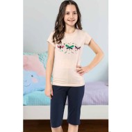 بيجاما كابري بناتي تركية لون سكري HMD-6110