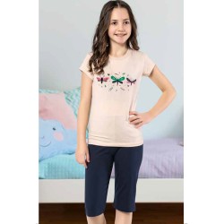 بيجاما كابري بناتي تركية لون سكري HMD-6110 بيجاما كابري بناتي تركية لون سكري HMD-6110