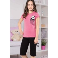 بيجاما كابري بناتي تركية لون زهري HMD-6123