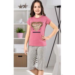 بيجاما كابري بناتي تركية لون زهري HMD-6126 بيجاما كابري بناتي تركية لون زهري HMD-6126