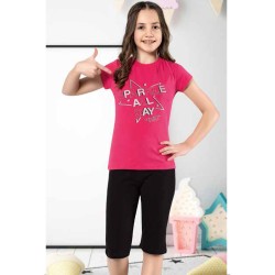 بيجاما كابري بناتي تركية لون فوشي HMD-6127 بيجاما كابري بناتي تركية لون فوشي HMD-6127