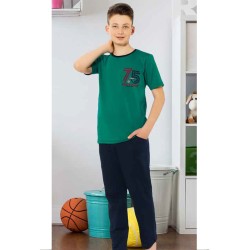 بيجاما ولادي تركية نصف كم لون اخضر غامق HMD-7060