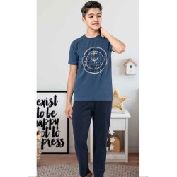 بيجاما ولادي تركية نصف كم لون ازرق غامق HMD-7071