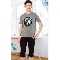 بيجاما كابري ولادي تركية لون رمادي HMD-7074 بيجاما كابري ولادي تركية لون رمادي HMD-7074