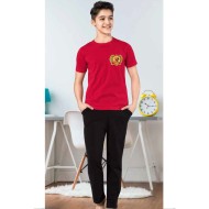 بيجاما ولادي تركية نصف كم لون احمر HMD-7076