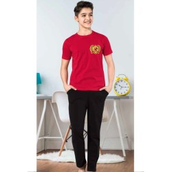 بيجاما ولادي تركية نصف كم لون احمر HMD-7076