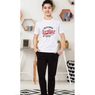 بيجاما ولادي تركية نصف كم لون ابيض HMD-7077