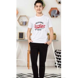 بيجاما ولادي تركية نصف كم لون ابيض HMD-7077