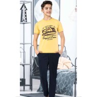 بيجاما ولادي تركية نصف كم لون اصفر HMD-7078