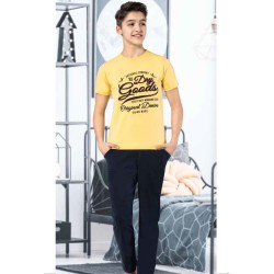 بيجاما ولادي تركية نصف كم لون اصفر HMD-7078