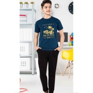 بيجاما ولادي تركية نصف كم لون ازرق غامق HMD-7079