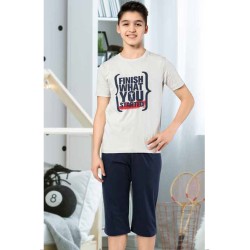 بيجاما كابري ولادي تركية لون ابيض HMD-7080 بيجاما كابري ولادي تركية لون ابيض HMD-7080