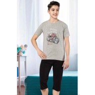 بيجاما كابري ولادي تركية لون رمادي HMD-7081