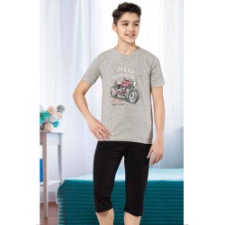 بيجاما كابري ولادي تركية لون رمادي HMD-7081 بيجاما كابري ولادي تركية لون رمادي HMD-7081