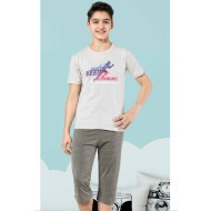 بيجاما كابري ولادي تركية لون رمادي فاتح HMD-7086