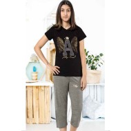 بيجاما كابري بناتي تركية لون اسود HMD-8058