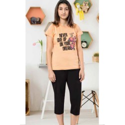 بيجاما كابري بناتي تركية لون السلمون HMD-8059 بيجاما كابري بناتي تركية لون السلمون HMD-8059