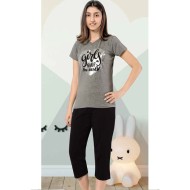 بيجاما كابري بناتي تركية لون رمادي HMD-8060