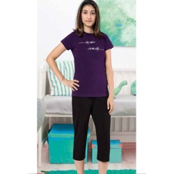 بيجاما كابري بناتي تركية لون بنفسجي HMD-8065 بيجاما كابري بناتي تركية لون بنفسجي HMD-8065