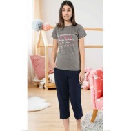 بيجاما كابري بناتي تركية لون رمادي HMD-8068