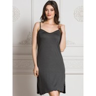 قميص نوم فيسكوز فاخر لون دخاني مقاس كبير CRL-25385