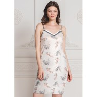 قميص نوم فيسكوز فاخر لون سكري مقاس كبير CRL-25414