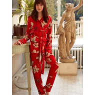 بيجاما نسائي اكمام طويلة لون أحمر MSL-1724