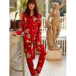 بيجاما نسائي اكمام طويلة لون أحمر MSL-1724