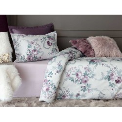 طقم أغطية سرير مفرد حريري ساتان لون البرقوق والرمادي 1KNTTC-0173192-PL-YSL