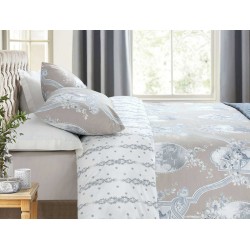 طقم أغطية سرير مفرد وجهين موديل القوليوس رانفورس لون الأزرق والأبيض 1KNTTC-0253121-MAV-BYZ