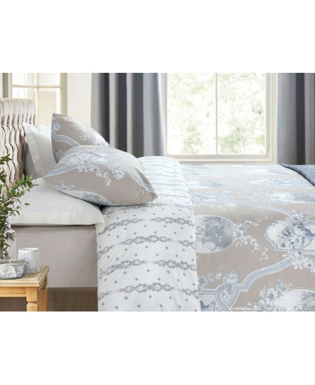 طقم أغطية سرير مفرد وجهين موديل القوليوس رانفورس لون الأزرق والأبيض 1KNTTC-0253121-MAV-BYZ