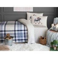 طقم أغطية سرير مفرد وجهين موديل آنسي رانفورس لون كحلي 1KNTTC-0311160-LVR