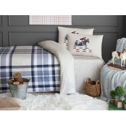 طقم أغطية سرير مفرد وجهين موديل آنسي رانفورس لون كحلي 1KNTTC-0311160-LVR