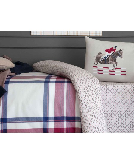 طقم أغطية  سرير مفرد وجهين موديل آنسي رانفورس لون عنابي 1KNTTC-0311197-BRD