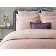 طقم أغطية سرير مفرد حريري ساتان مخطط لون البودرة 1KNTTK-0145103-PUD