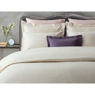 طقم أغطية سرير مفرد حريري ساتان مخطط لون ذهبي 1KNTTK-0145284-ALT