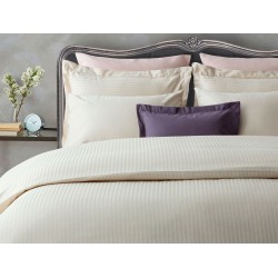 طقم أغطية سرير مفرد حريري ساتان مخطط لون ذهبي 1KNTTK-0145284-ALT