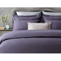 طقم أغطية سرير مفرد حريري ساتان مخطط لون بنفسجي غامق 1KNTTK-0145394-KY.MOR