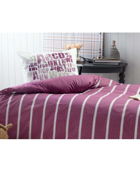 طقم أغطية  سرير مفرد وجهين من اميان رانفورس لون عنابي 1KNTTK-0148197-BRD