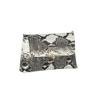 حقيبة يد نسائية جلد الثعبان لون أسود-أبيض ANG-6525