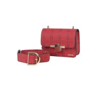 حقيبة يد نسائية منقوشة لون أحمر ANG-6530