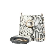 حقيبة يد نسائية جلد الثعبان لون أسود-فضي ANG-6535