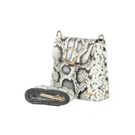 حقيبة يد نسائية جلد الثعبان لون أسود-فضي ANG-6535